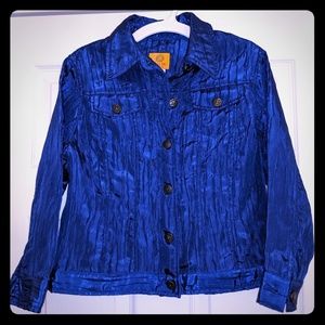 Ruby Rd women's petite blue cropped jacket sz 6P